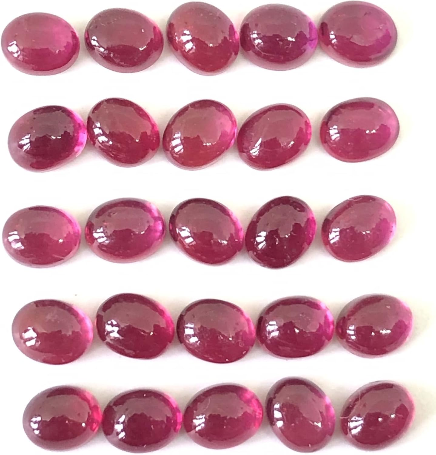 15.94 Ct Luster Ruby Oval Shape Cabochon Size 5x4 mm Attractive High Quality Wholesale 25 Pcs Lot Loose Gemstone Best For Making Necklace, Pendant, Earring Jewelry