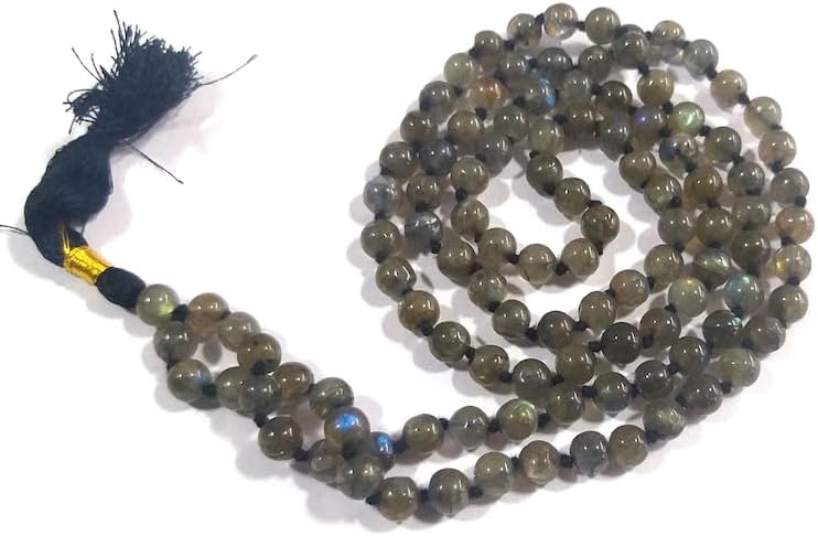 Natural LABRADORITE 8mm 108 Mala Beads, Spiritual, Meditation Beads, Reiki, Japa Mala, Buddhist Prayer Beads, Yoga Bracelet, healing beads LKMALA-RRGU-1579