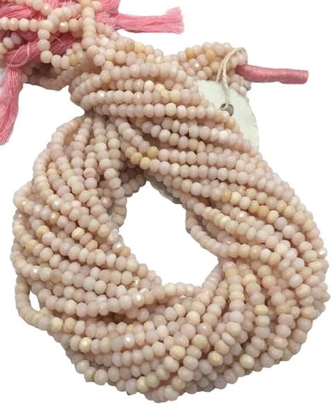 Natural Pink Opal Micro Faceted Rondelle Beads, 3.5mm to 4mm, 13 inches lot of 5 Strands Chik-STRD- 92968