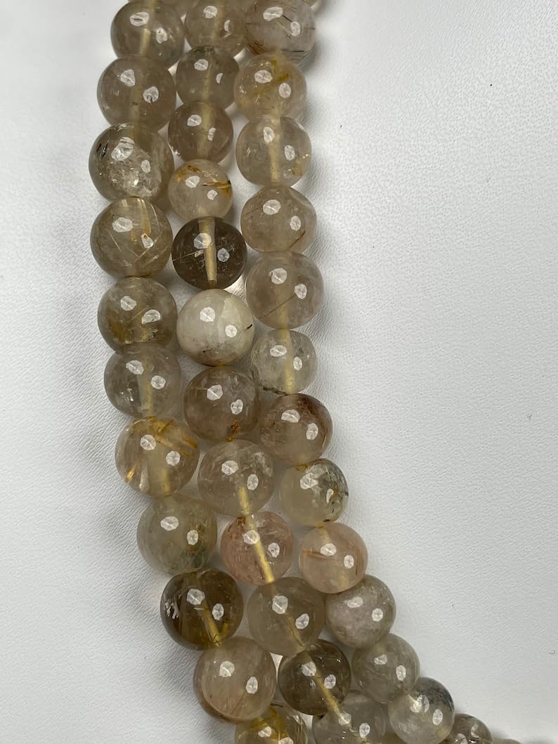 Natural Natural Golden Rutile Quartz rondella Smooth Beads 7-8mm 18 inch Long String Jewelry Making Gemstone Beads for Necklace Bracelet