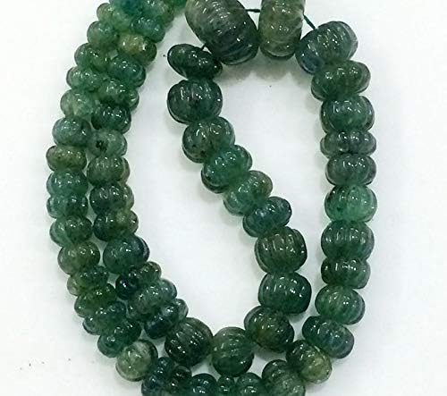 15 inch Strand of Natural Emerald 5.5 mm Melon Faceted Beads for Jewelry Making - Emerald Melon Beads, Emerald Necklace, Emerald Jewelry, Original Emerald Necklace, 5.5mm - 15mm Approx.