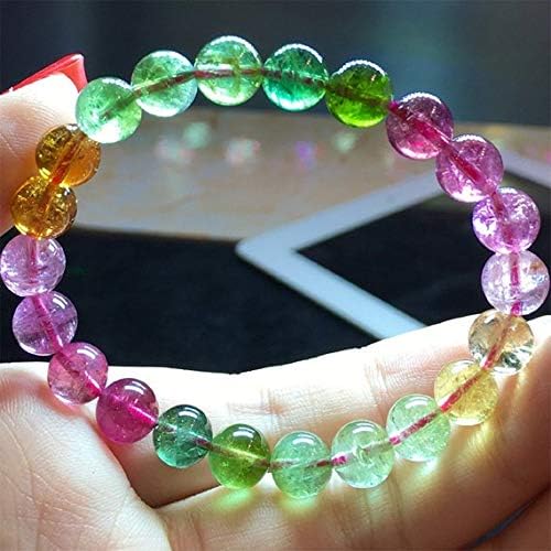 1 strands natural mix tourmaline multi-color stretch bracelet round beads 8mm 04502