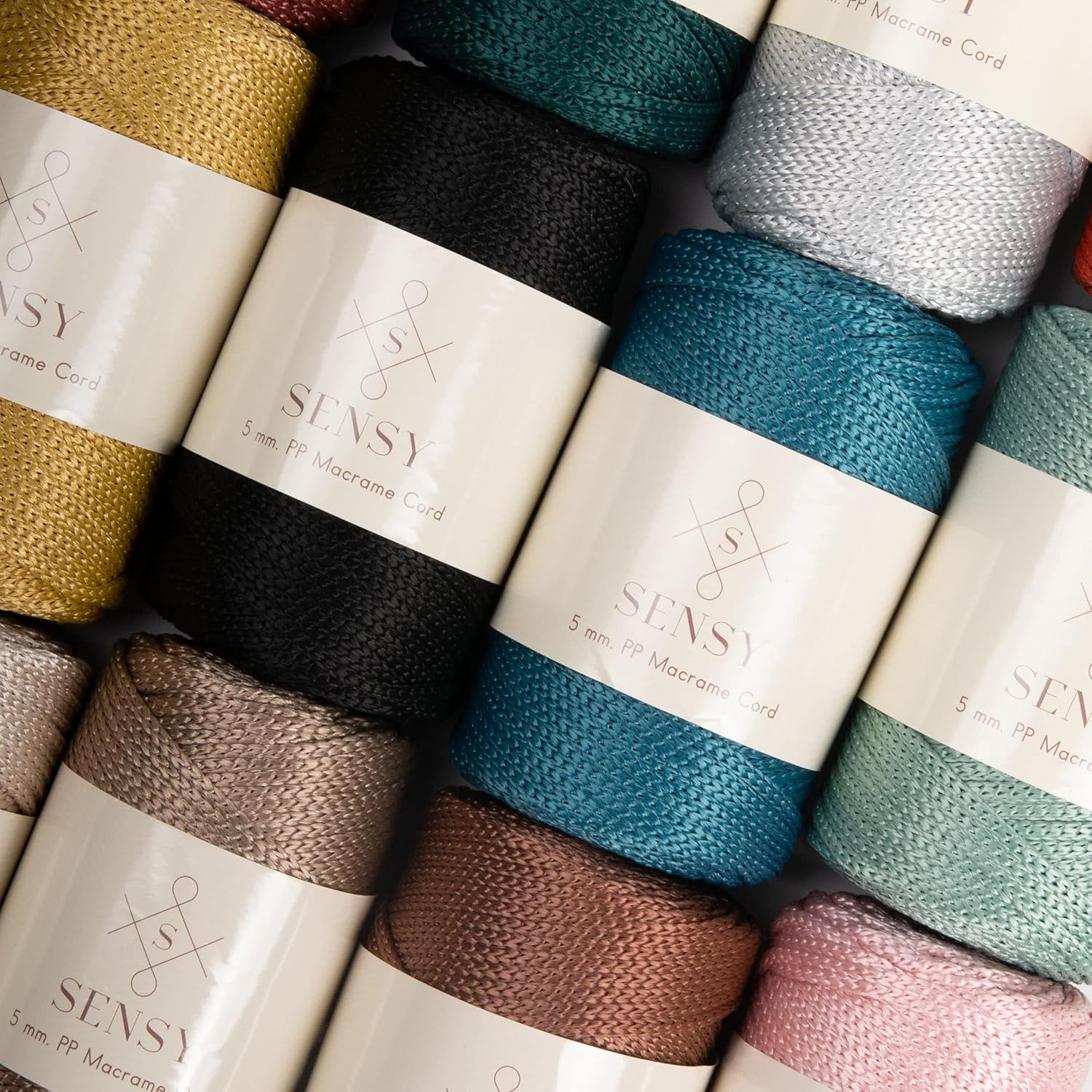 4 Skeins of Sensy Premium 5mm 104 Yards Polyester Rope 100% Polypropylene Cord Macrame Cord 5mm Crochet Bag Cord Macrame Rope Crochet Thread Gift for Knitter (Latte)