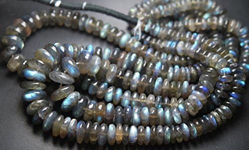 8 Inches,Super Blue Flash Labradorite Smooth Rondelles Beads Shape 8-10mm Large Size
