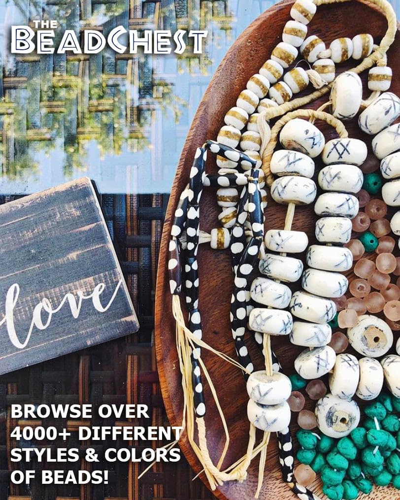 The Bead Chest Real Snake Vertebrae Beads from Africa Extra Large 18mm Nigeria African Brown Interlocking Bone Large Hole 32-34 Inch Strand