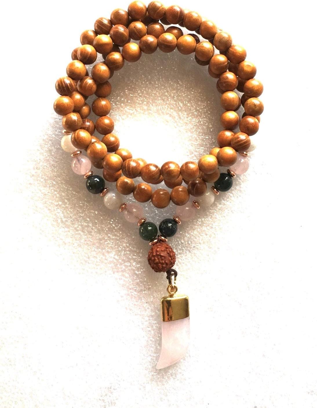 7 Chakra Wrap Mala Beads, 108 Wooden Mala Beads, Stretch Wrap Mala, Mala Necklace Without Tassel, Gemstone Wrap Mala