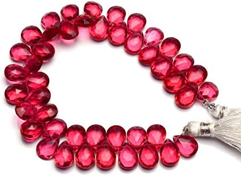 GEMZ 6 inch Strand of Natural Rubellite Tourmaline Quartz pear Shape Faceted Cut Pink Color briollete Beads for DIY Jewelry Making- Earring Necklace Bracelet.