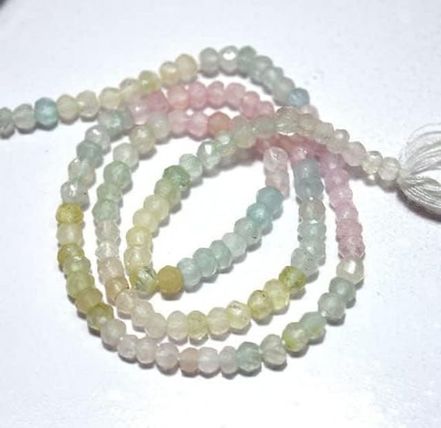 3mm Aquamarine Beads, Multi Aquamarine Faceted Rondelle Beads, Multi Moonstone Rondelles 13.5 Inch lot of 10 Strands CHIK-STRD-94584