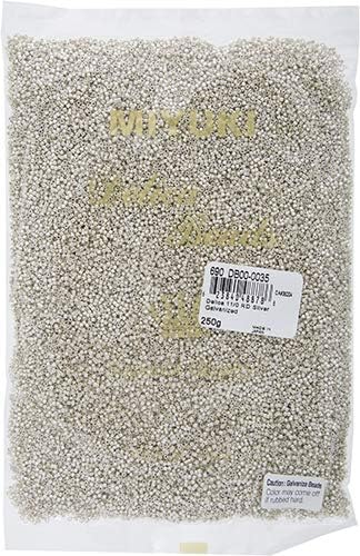Miyuki Delica Seed Beads 11/0, Silver Galvanized (DB0035), 250 Grams