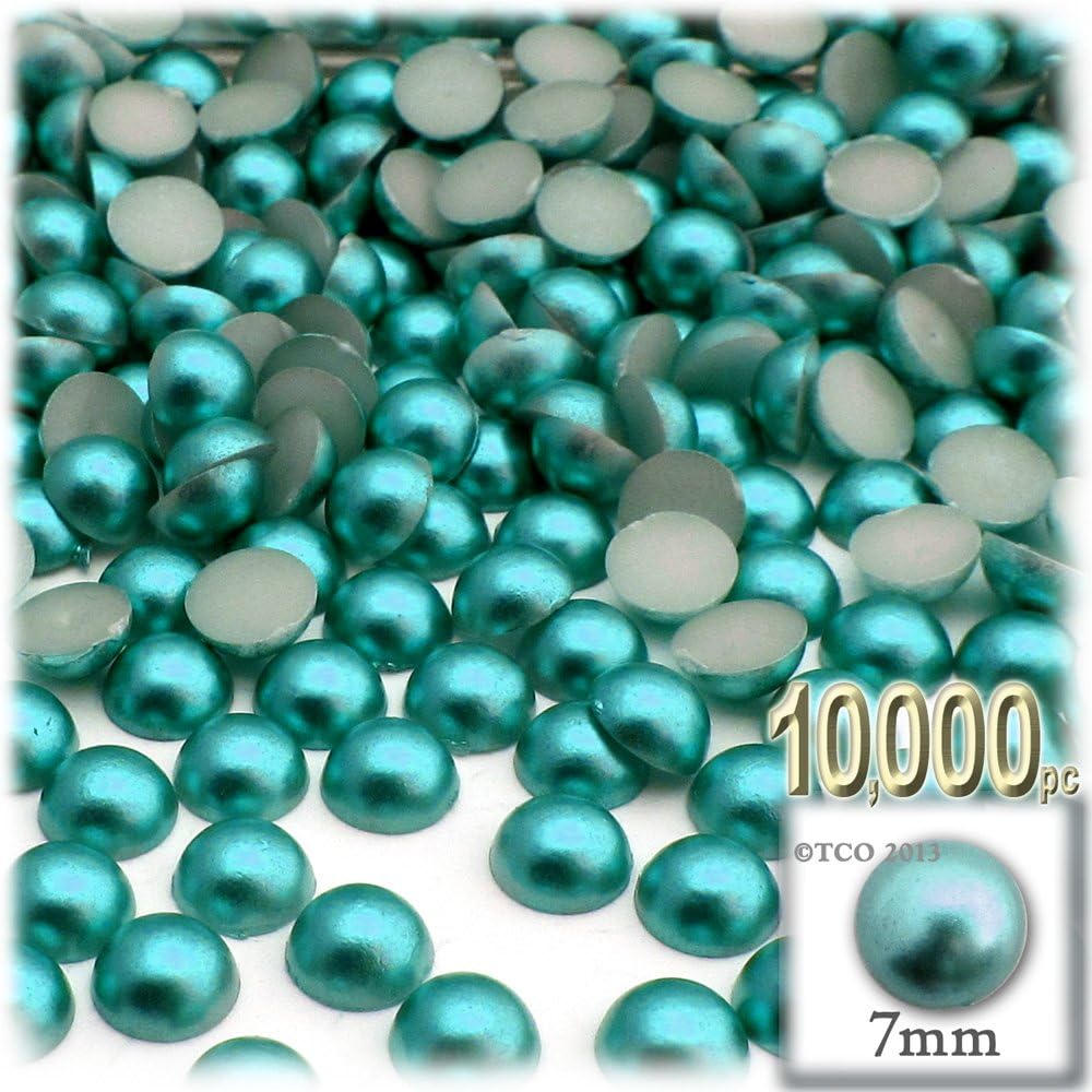 The Crafts Outlet 10,000pc Pearl Finish Half Dome Beads, Round, 7mm, Pitch Black