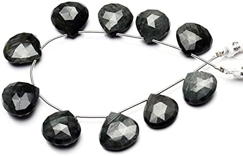 8 inch Strand of Natural Chrysoberyl Cats Eye 15-16 mm Heart Faceted briolette Beads for DIY Jewelry Making. |BRIO_02180