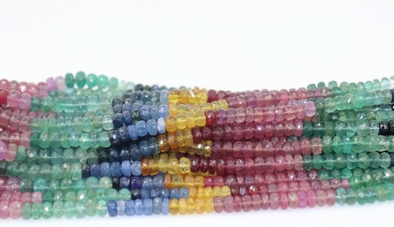 Multi Precious Faceted Rondelle Beads 5.5-6.5 mm Multi Rainbow Beads Multi Sapphire Beads Rainbow Sapphire Beads