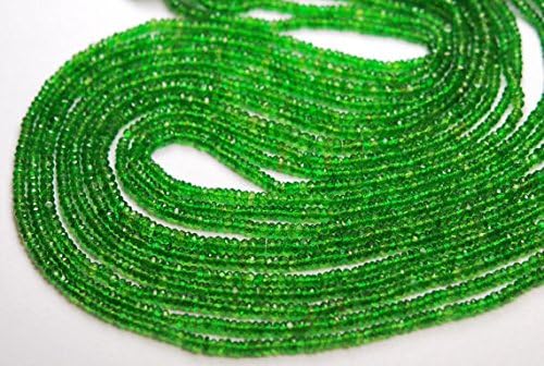 13 inch natural beads strand of 2.75-3mm faceted rondelle chrome diopside gemstone beads for DIY jewelry - necklace, bracelet, earring, ring.