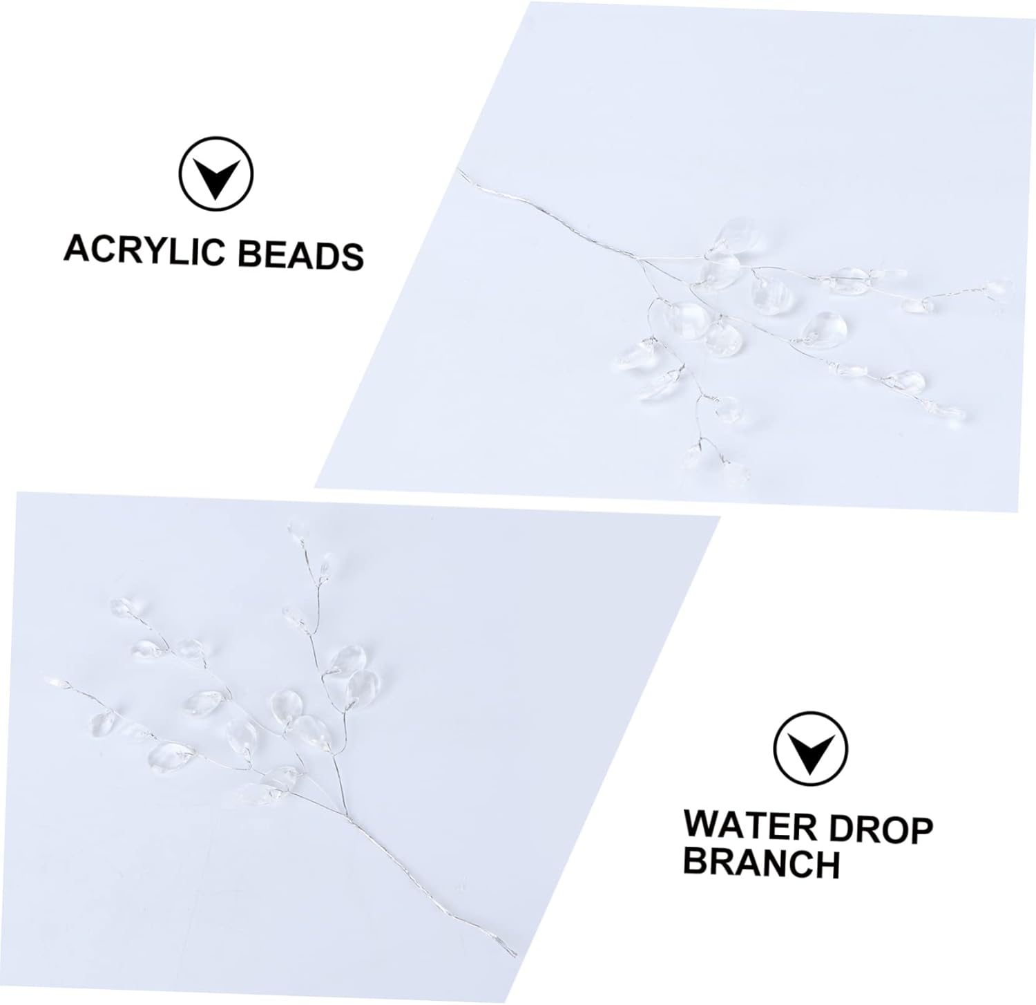 10pcs Acrylic Bead Drops Spray Artificial Floral Stems for Wedding and Craft Decoration DIY Short Branch Bead Accents White for Scrapbooking and Floral Arrangements