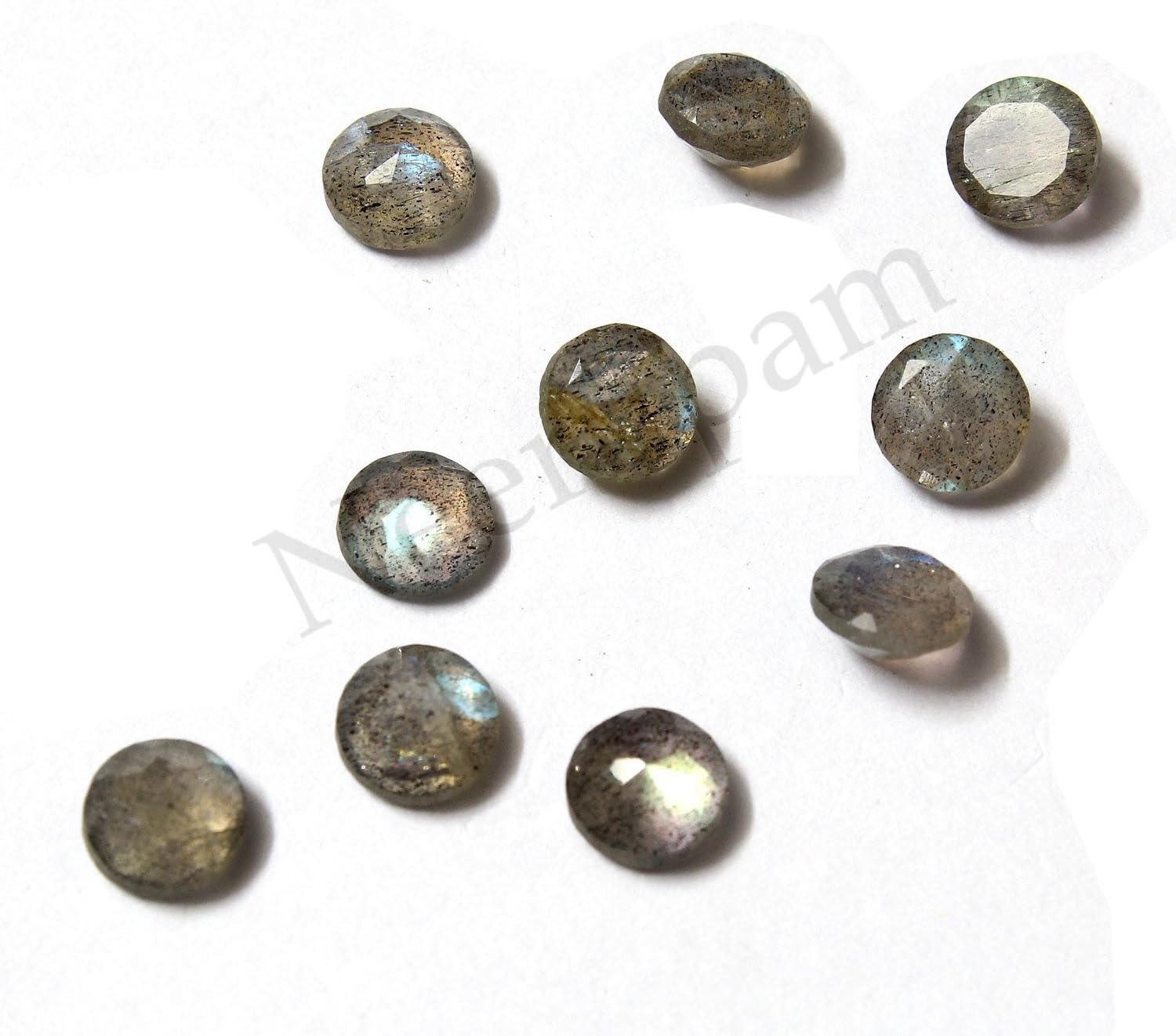 Neerupam Collection 5 mm Size Grey Color Natural African Labradorite AA Quality Faceted Round Shape Loose Gemstones