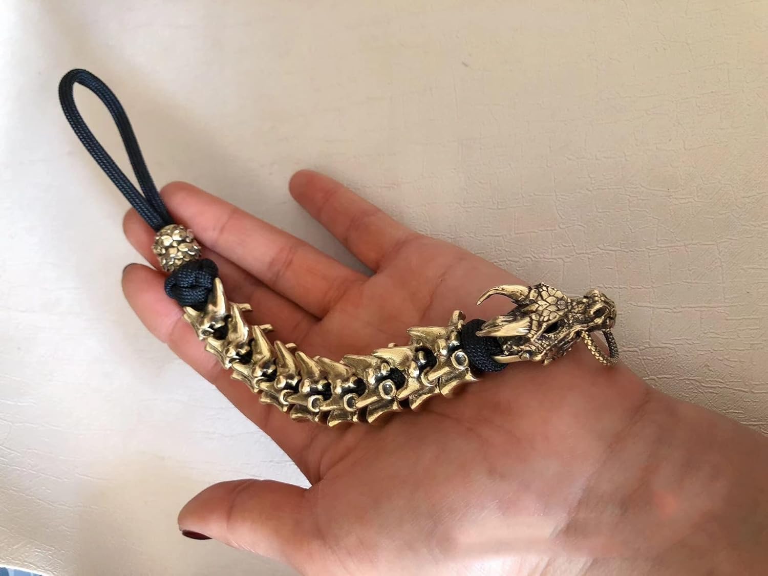 Brass Dragon DIY Keychain, Pure Handmade Bead Charms, Long Backbone, Perfect for Paracord Projects, Lanyard Bead, Gift