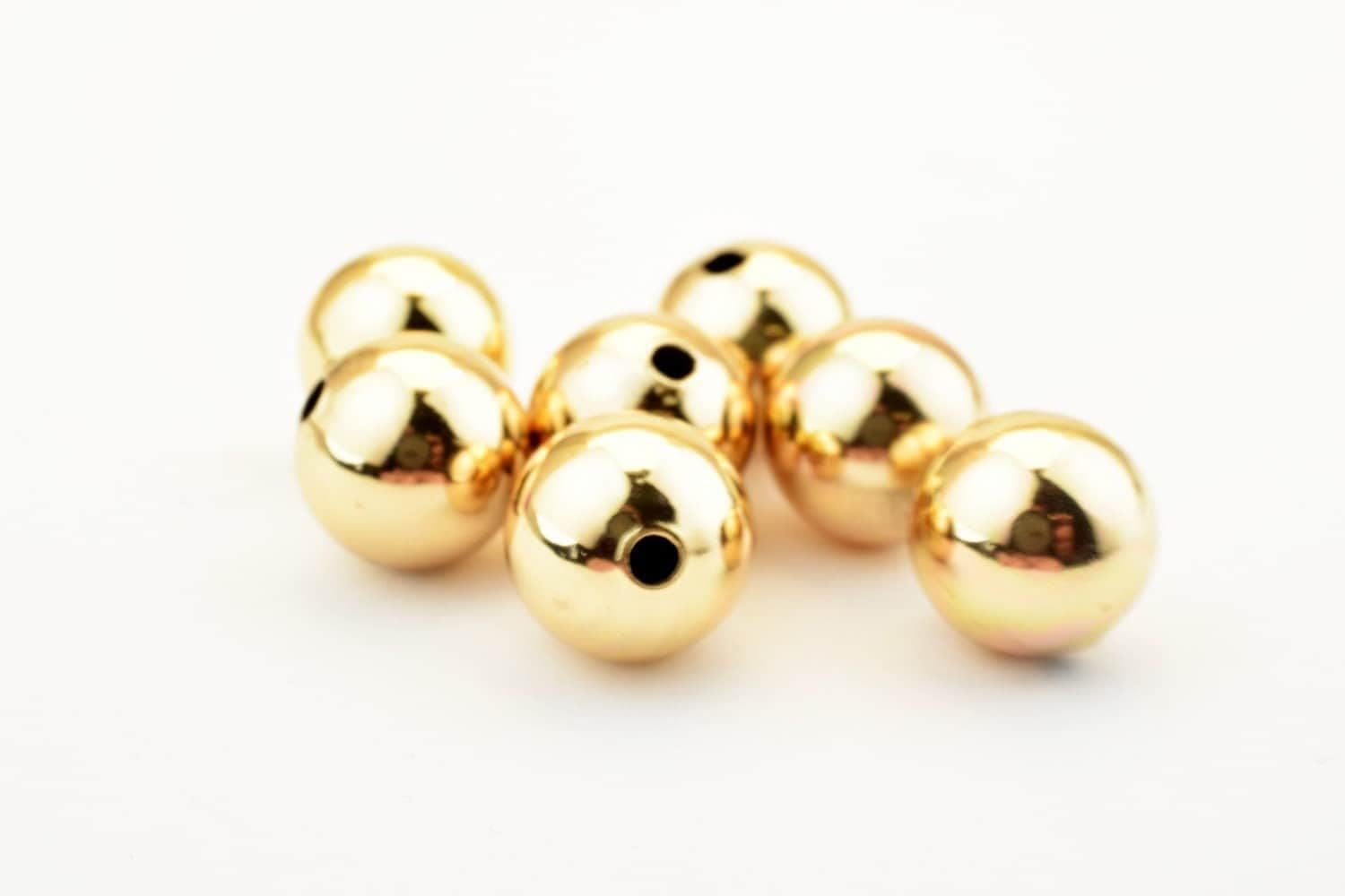 18k Gold Filled EP Tarnish Resistant Plain Beads Size 4mm/6mm/8mm Over Stainless Steel Beads Tarnish Resistant, Heavy Beads