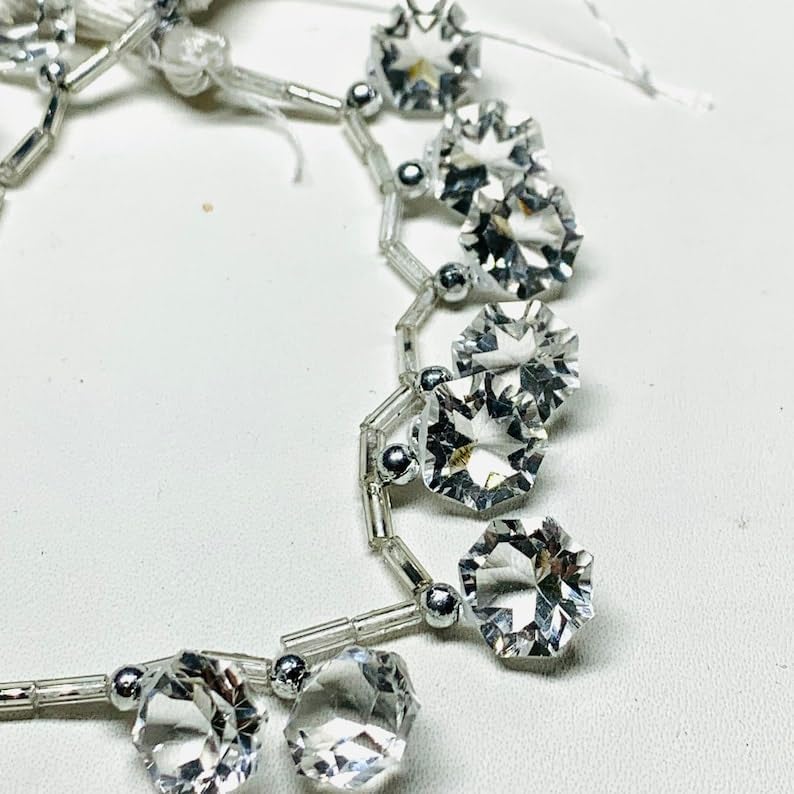 Natural Crystal Quartz concave Smooth Beads 10X8 mm 8 inch Long String Jewelry Making Gemstone Beads for Necklace Bracelet