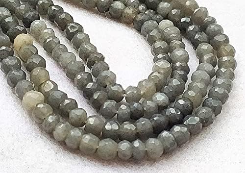 13 inch Strand of Natural gem Gray Moonstone, 3-4.5mm rondelle Faceted Beads for DIY Jewelry Making. | Beads_03943