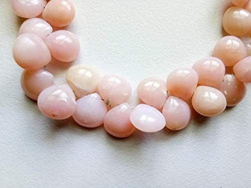 12 Inch Pink Opal Plain Heart Beads, 11mm Peruvian Pink Opal Heart Briolette, Pink Opal Necklace, 55 Pcs