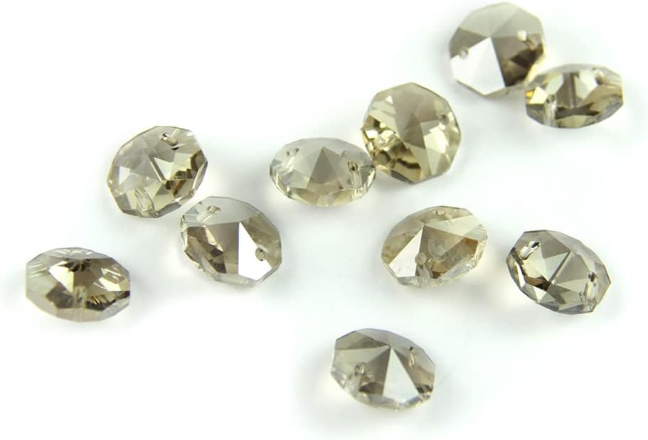 Hanging Crystals Prisms 14mm Octagon Beads in 1 Hole/2 Holes Cut&Faceted Glass Strand Garland Curtain Beads Hangings Crystals for Decoration(1 Hole,1000pcs)