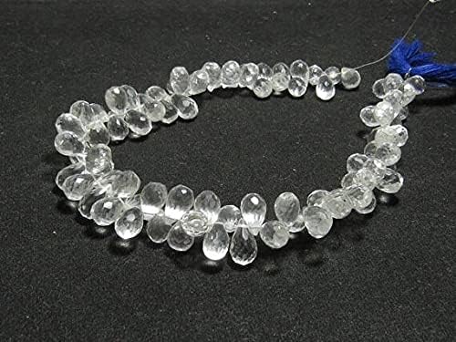 10 inch Strand of Natural Crystal Quartz 6x9-6x10mm Teardrop Faceted briolette Beads for DIY Jewelry Making. |BRIO_02800