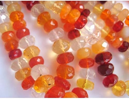 13 inch natural beads strand of 4-5mm faceted rondelle mexican fire opal gemstone beads for DIY jewelry - necklace, bracelet, earring, ring.
