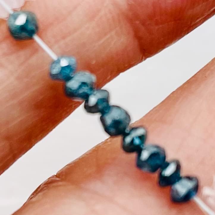 Blue Diamond Faceted Roundel Beads | 3-2.6mm | 9 Beads | ~1.0 Carat |10597A for Jewelry Making