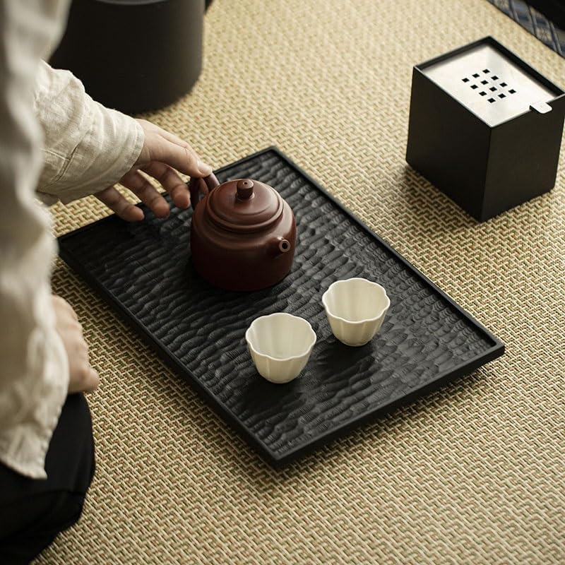 Tray Decor White Wax Charcoal Teapot Tray Rectangular Dry Tea Table Small Tea Tray Wabi-sabi Style Log Home Tray Food Tray