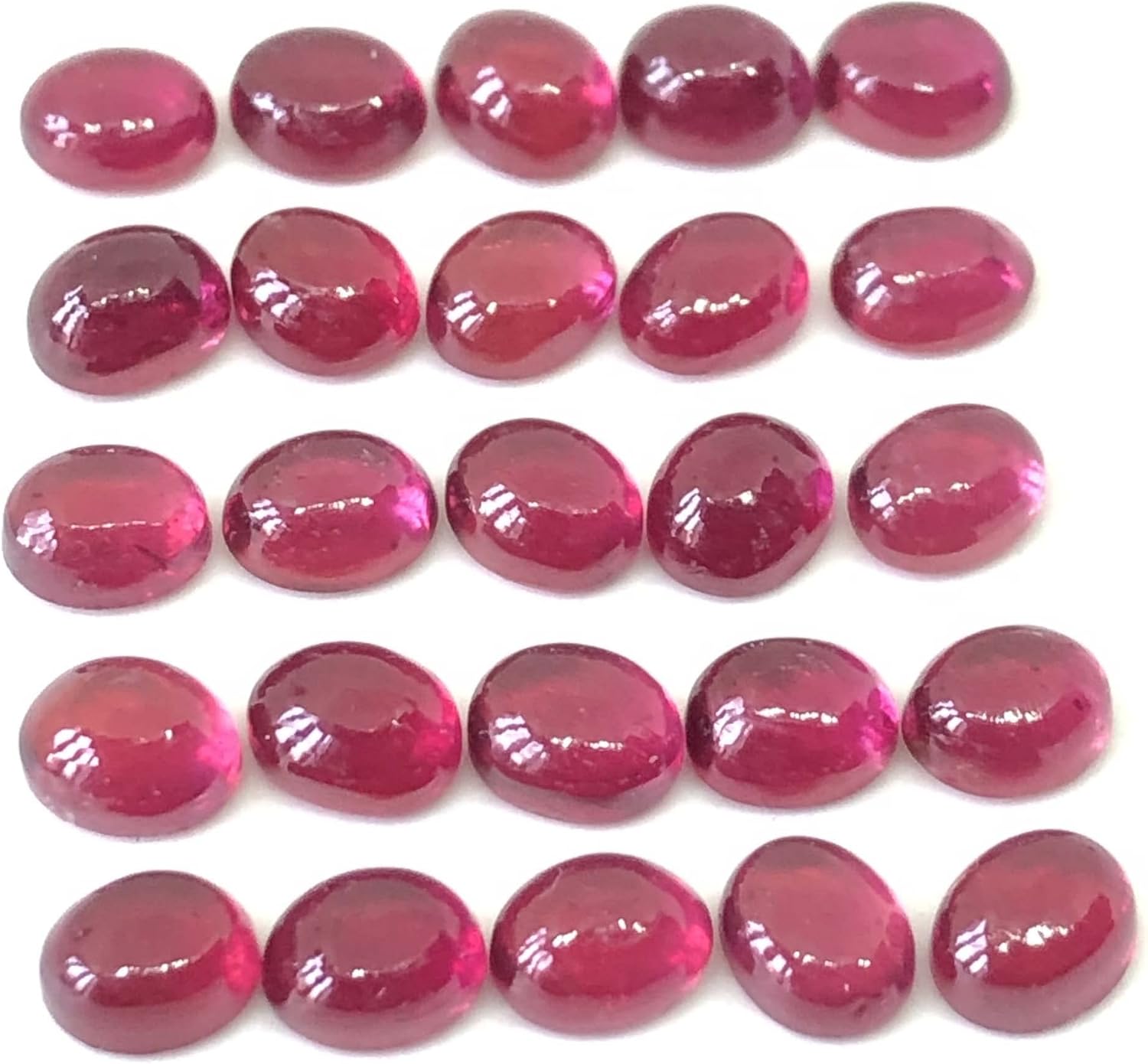 15.94 Ct Luster Ruby Oval Shape Cabochon Size 5x4 mm Attractive High Quality Wholesale 25 Pcs Lot Loose Gemstone Best For Making Necklace, Pendant, Earring Jewelry