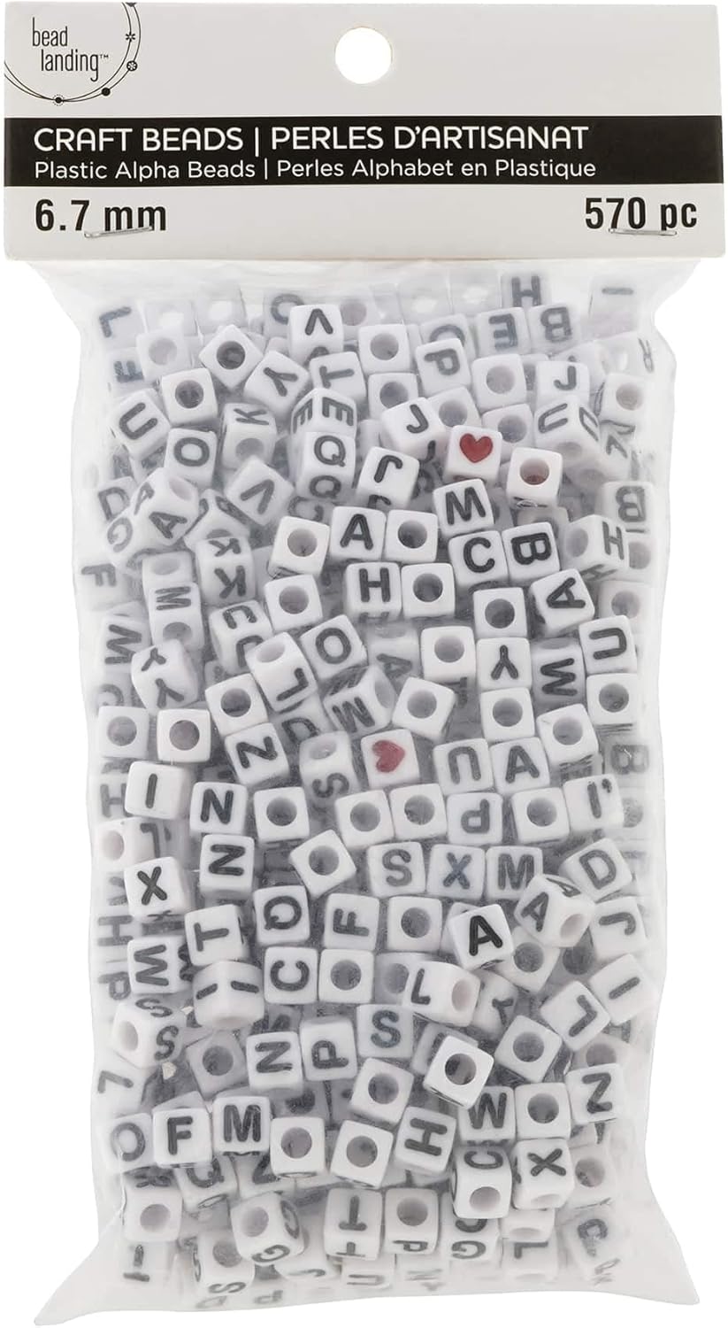 Bead Landing White Alphabet Cube Crafting Beads, 6.7mm, 12 Packs: 570 ct. (6,840 Total)