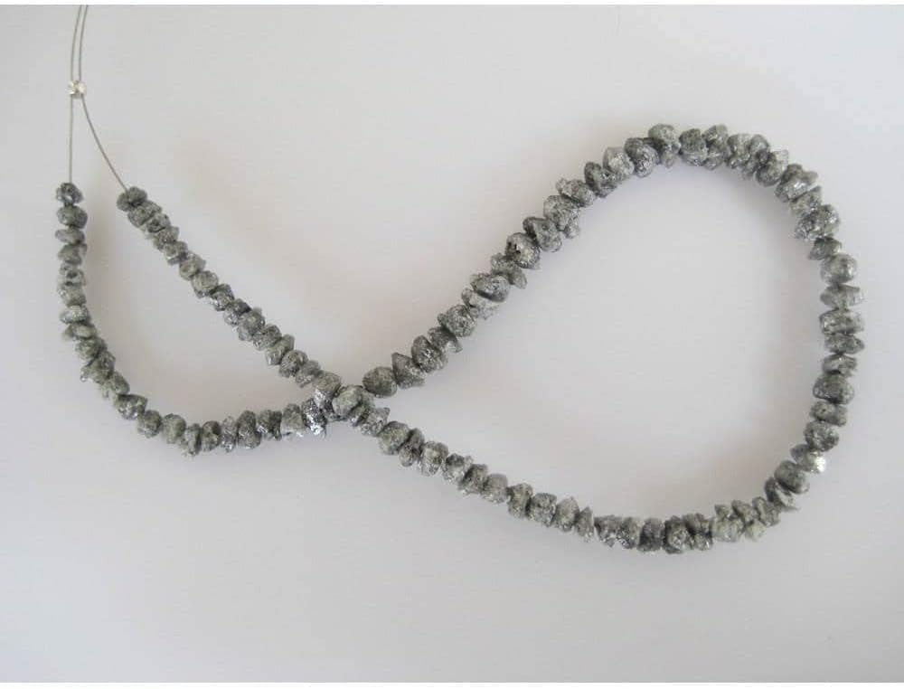 6mm-8mm Sparkling Gray Natural Diamonds, Raw Diamond Beads, 1mm Hole Drilled Beads, Uncut Beads, Rough Diamond Beads (2Pcs To 10Pcs Option), 6 MM - 8 MM