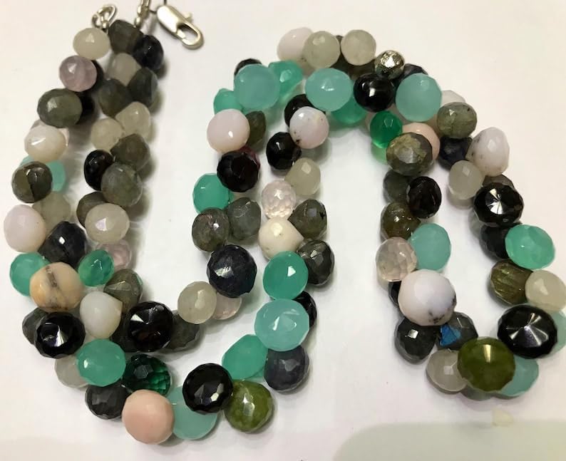 Natural Multi Beads Onion Faceted Beads 8x10mm 18 inch Long String Jewelry Making Gemstone Beads for Necklace Bracelet