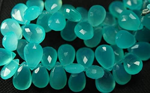 7 Inches, Super Finest Best Color Aqua Chalceny Faceted Pear Briolettes 8x12mm Code-HIGH-57190