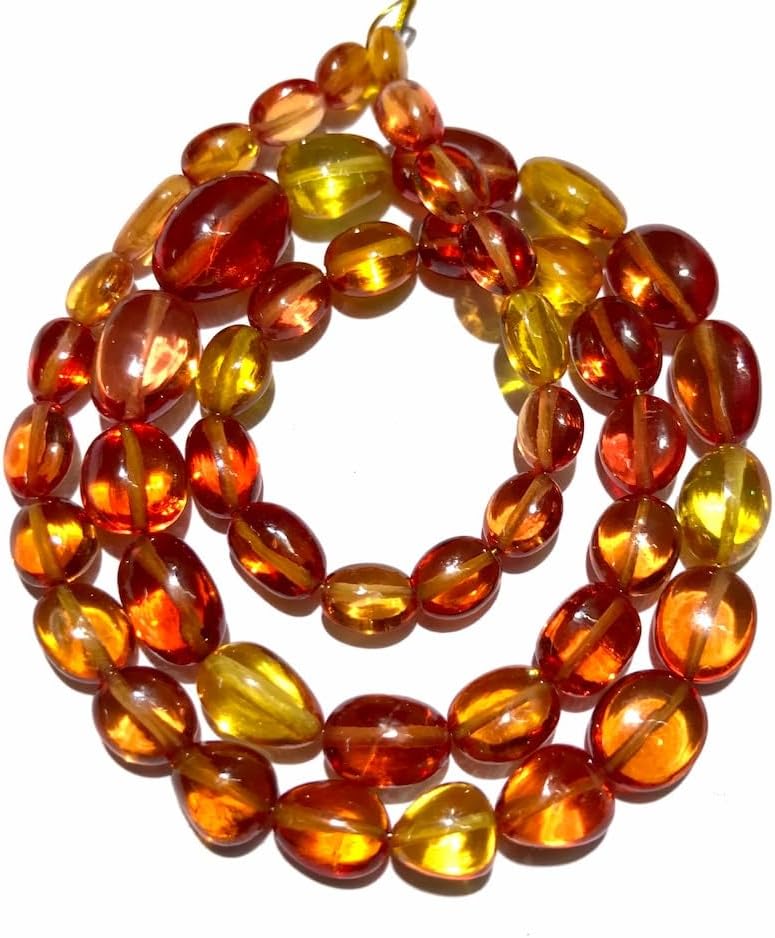 Natural PADPARADSCHA Sapphire Oval Smooth Beads 5-8 MM 16 inch Long String Jewelry Making Gemstone Beads for Necklace Bracelet