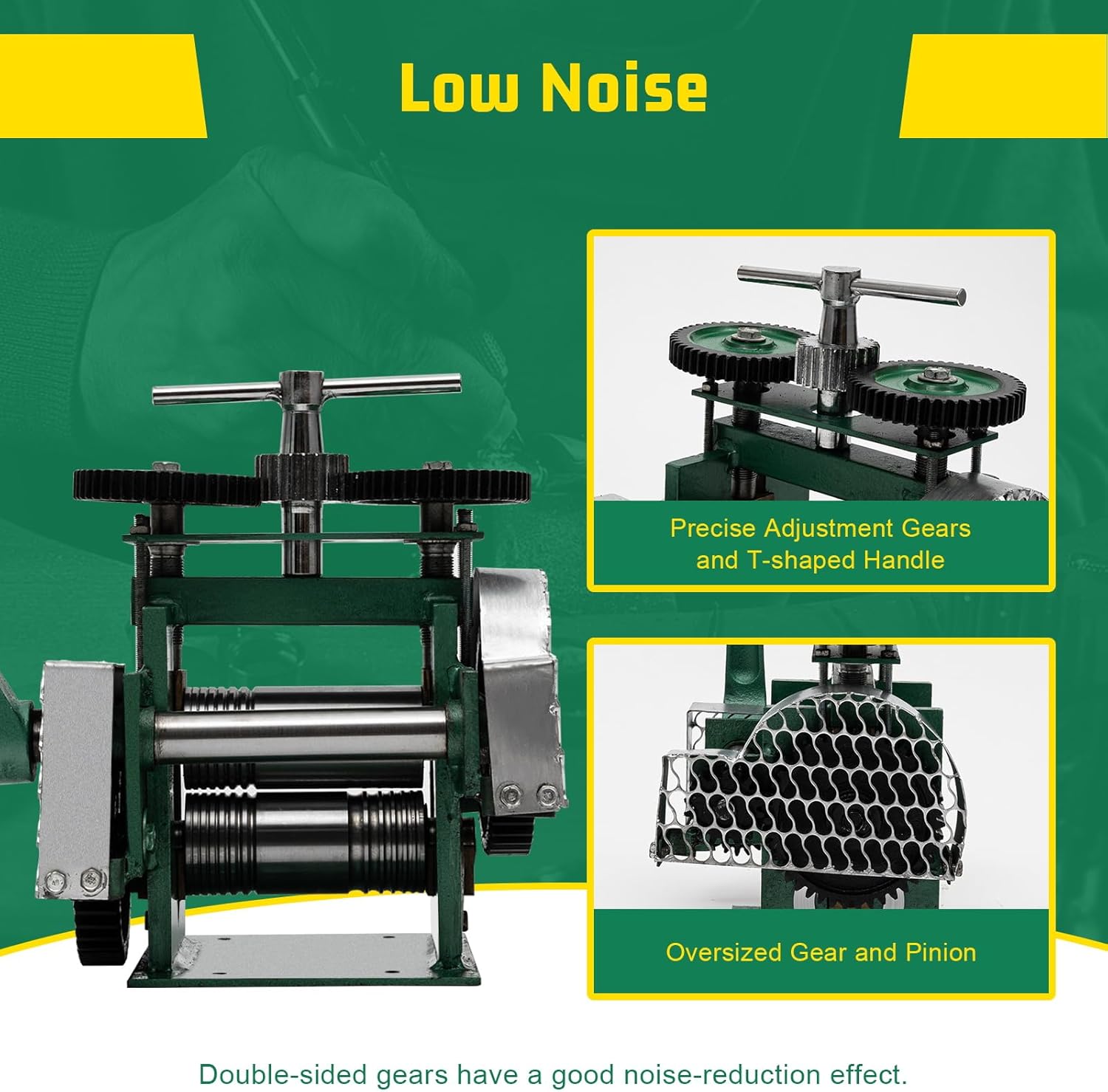 Deroanke Rolling Mill Machine, 120mm Width 3-in-1 Manual Jewelry Rolling Mill, Adjustable Press Thickness Mill for Jewelry Making with Handle for Pressing Metal into Sheets, Square and Half Round