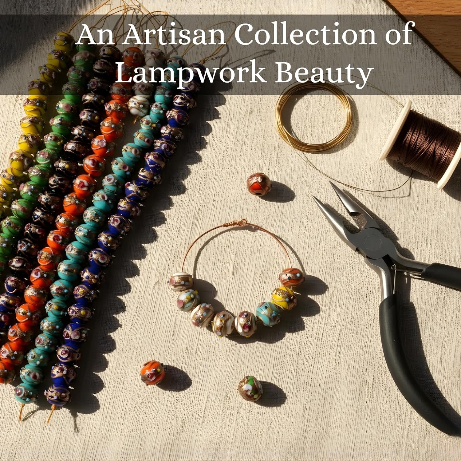 Handcrafted 12mm Multicolor Round Glass Beads | Decorative Beads with Gold Accents | Available in 20 Strands | Ideal for Jewelry Making, DIY Crafts & Accessories