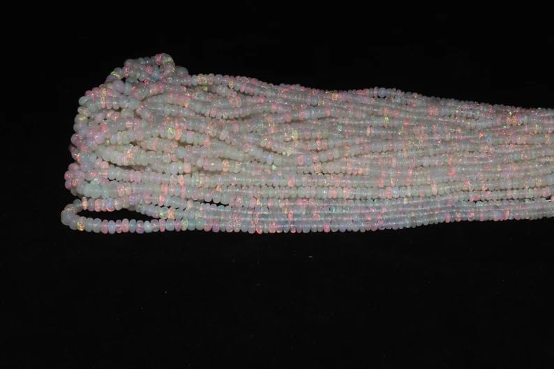 AAA+ Ethiopian Opal Smooth Rondelle Bead 3-5 mm Opal Plain Beads Fire Opal Beads Flashy Opal Bead for Making Jwelery
