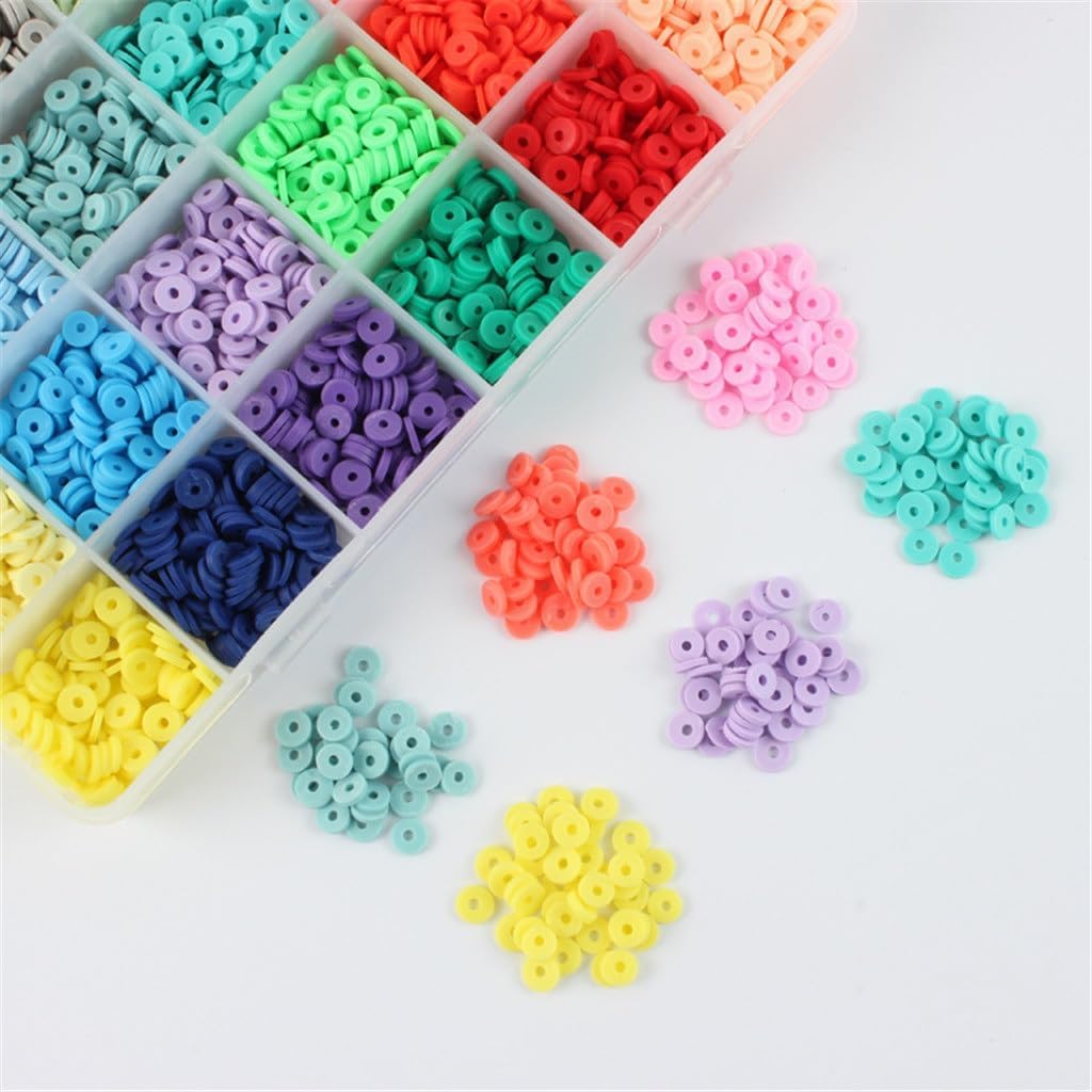 Soft Pottery Beads 6mm Thin Flakes Colorful Discs Bohemian DIY Jewelry Accessories 24 Grids