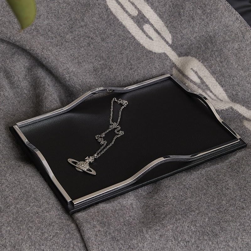 Tray Leather Light Luxury Ornaments Tray Living Room Entrance Storage Tray Dining Table Exquisite Hotel Bathroom Storage Tray Serving Trays(Medium)