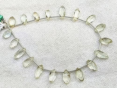 8 inch Strand of Natural Green Amethyst 10-11 mm Marquise Faceted briolette Beads for DIY Jewelry Making. |BRIO_03667