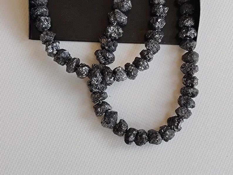 5.5-7mm Black Rough Diamond Beads, 1mm Large Hole Drilled Black Diamond, Loose Diamond, Conflict Free Black Diamond Beads (1Pc To 10Pc), 5.5-7 MM