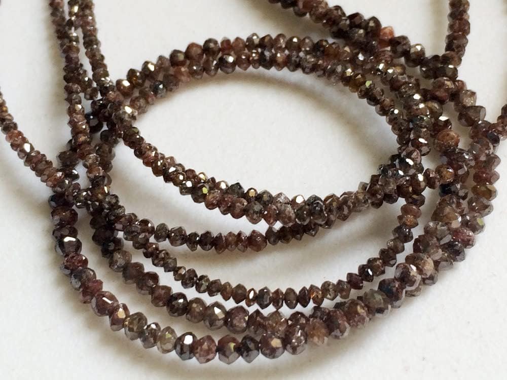 1.5-2.5mm Red Brown Faceted Diamond Rondelle Beads, Red Brown Sparkling Diamonds, Diamond Beads For Jewelry (4IN To 16IN Options) - DSA10, 1.5 MM - 2.5 MM