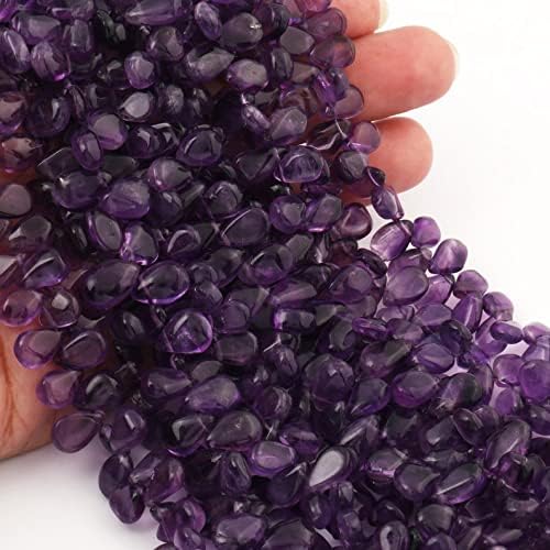 8 inch Strand of Natural Amethyst 8x6mm pear Smooth briolette Beads for DIY Jewelry Making. |BRIO_00315