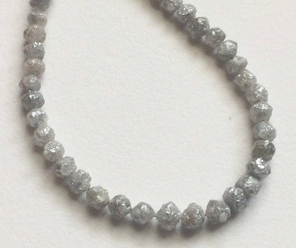 4-5mm Natural Rondelle Gray Raw Diamond Beads, Large Gray Rough Diamond Rondelle Beads, Gray Diamond Beads (5Pcs To 20 Pcs) - DDP230, 4-5 MM Approx.