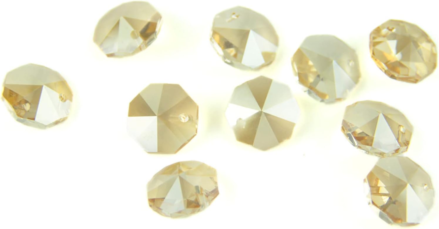 Gold Champagne 14MM Crystal Octagon Beads in 1 Hole/2 Holes for Glass Beads Garland,1 Hole,2000pcs