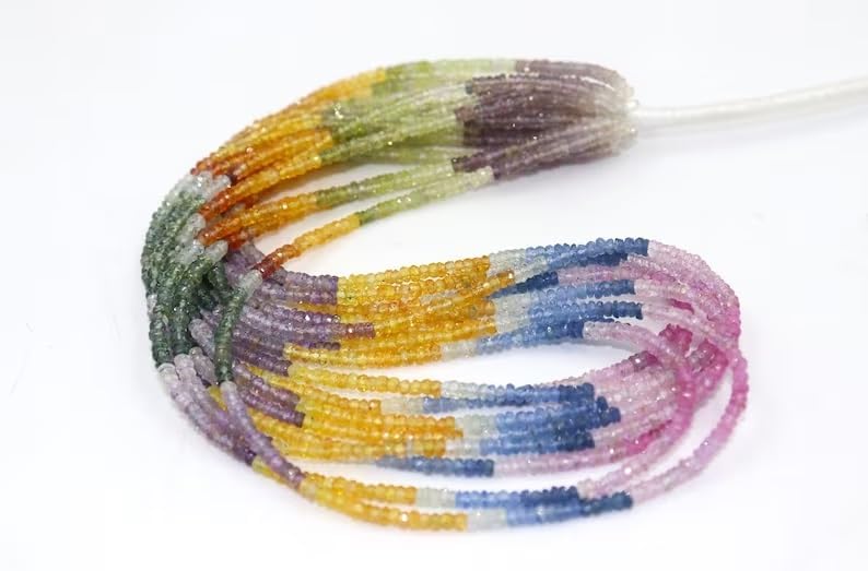 AAA+ Multi Sapphire Faceted Rondelle Beads 3.5MM Multi Rainboew Sapphire Beads for Jewelry Making