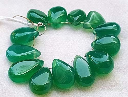 GEMZ 13 inch Strand of Natural Green Onyx pear Shape Faceted Cut Green Color briollete Beads for DIY Jewelry Making- Earring Necklace Bracelet.