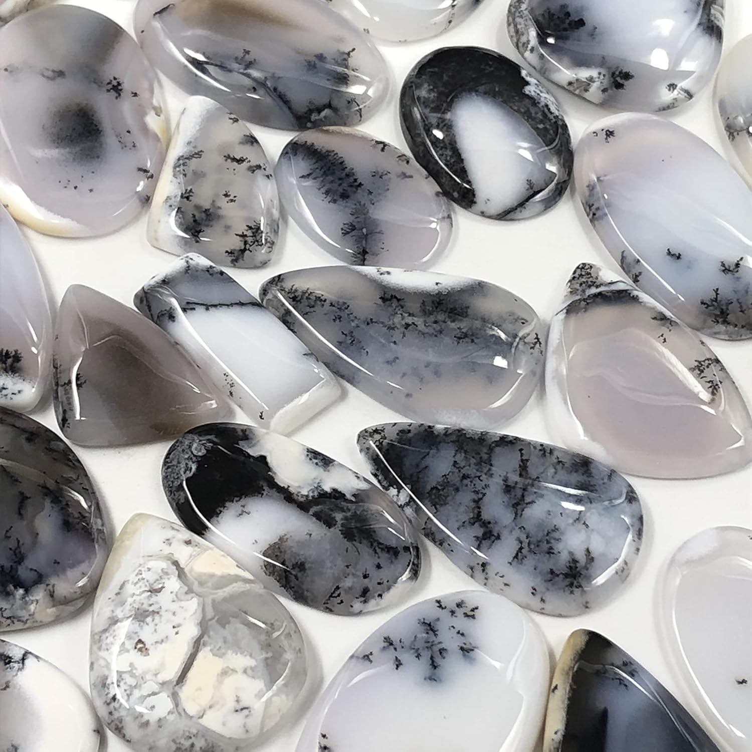 Natural DENDRITIC OPAL Gemstone Loose Cabochon Lot For Jewelry Making, Loose Gemstone For Ring, Earring & Pendant Necklace, Jewelry Making Cabochons, Healing Gemstones