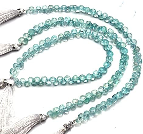 8 inch Strand of Natural Aquamarine 6mm Onion Faceted briolette Beads for DIY Jewelry Making. |BRIO_00631